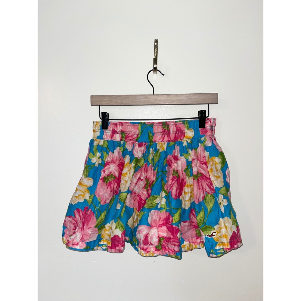 Hollister Y2K Floral Skater Mini Skirt 2000s Hibiscus Tropical Print | LG